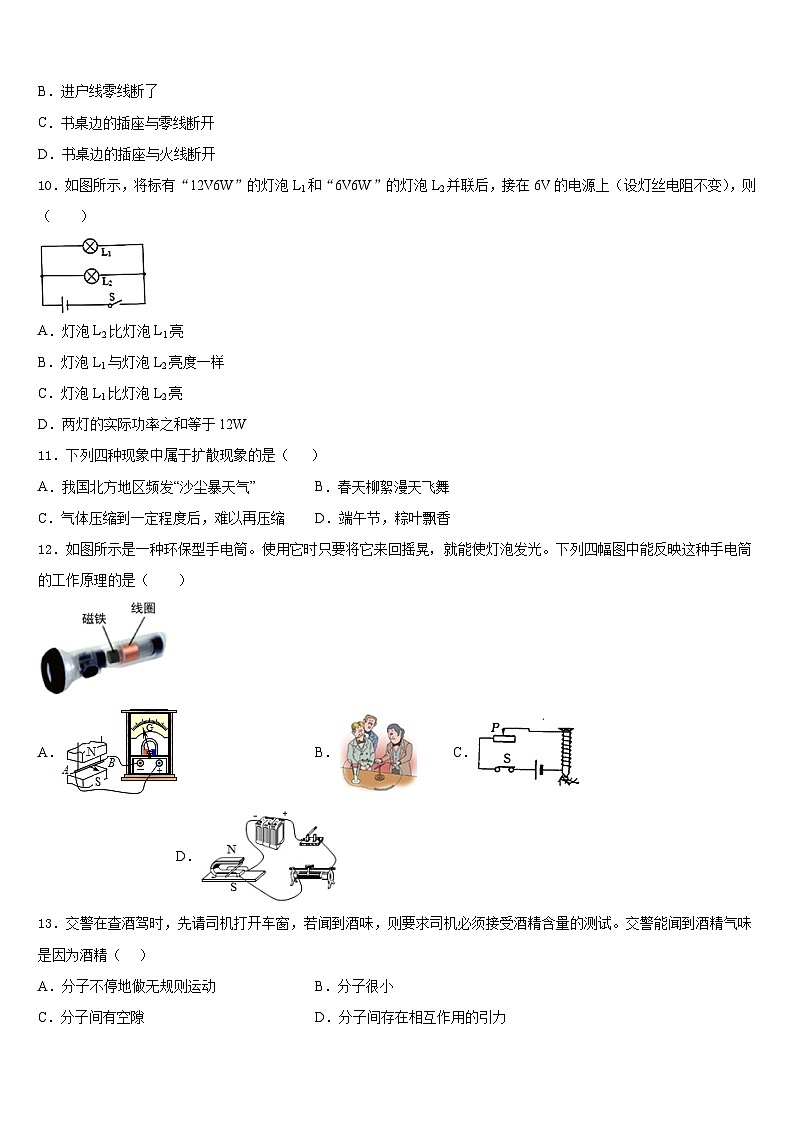 2023-2024学年河南省洛阳市名校九上物理期末学业质量监测模拟试题含答案第3页