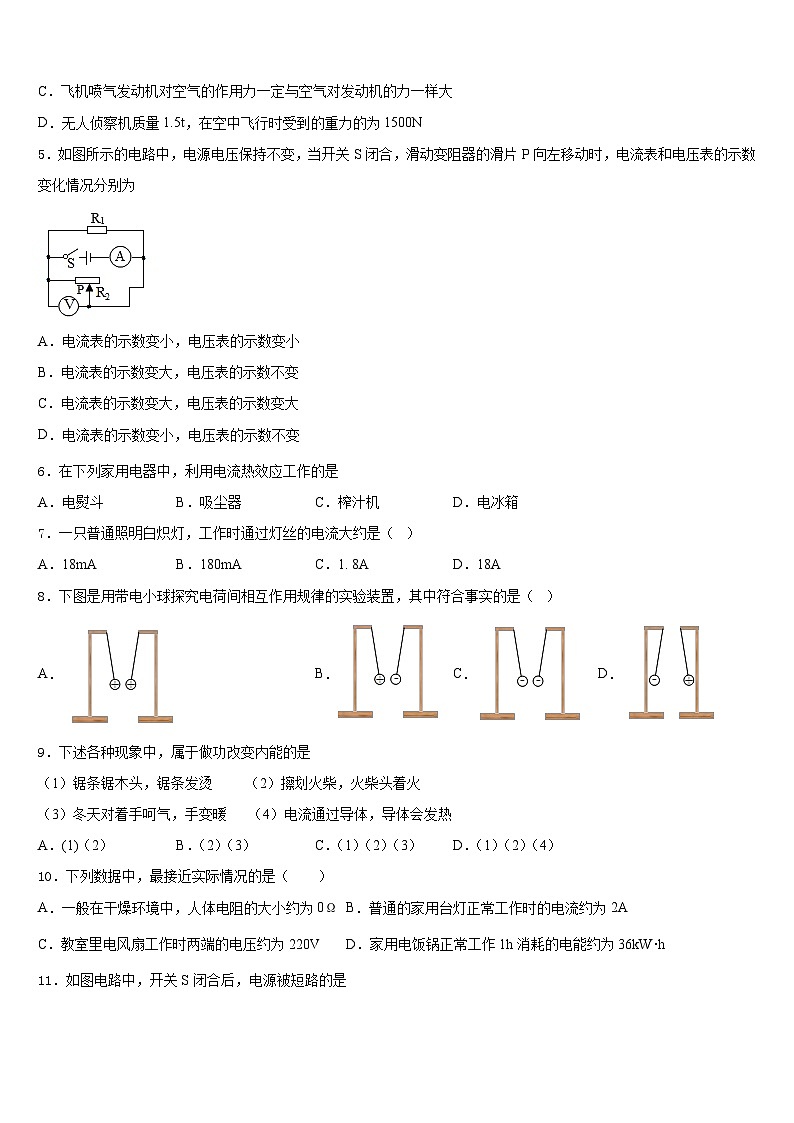 2023-2024学年河南省濮阳市油田实验学校九上物理期末统考模拟试题含答案第2页