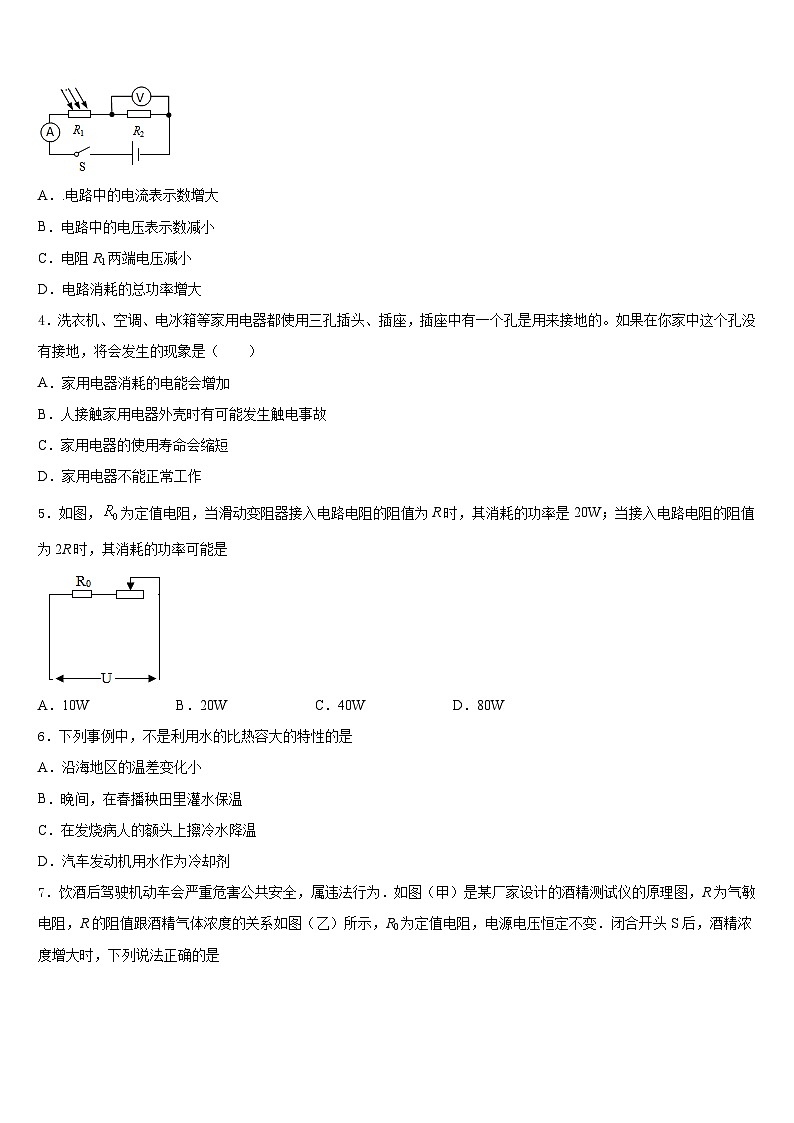 2023-2024学年河南省驻马店市新蔡县物理九上期末经典试题含答案02