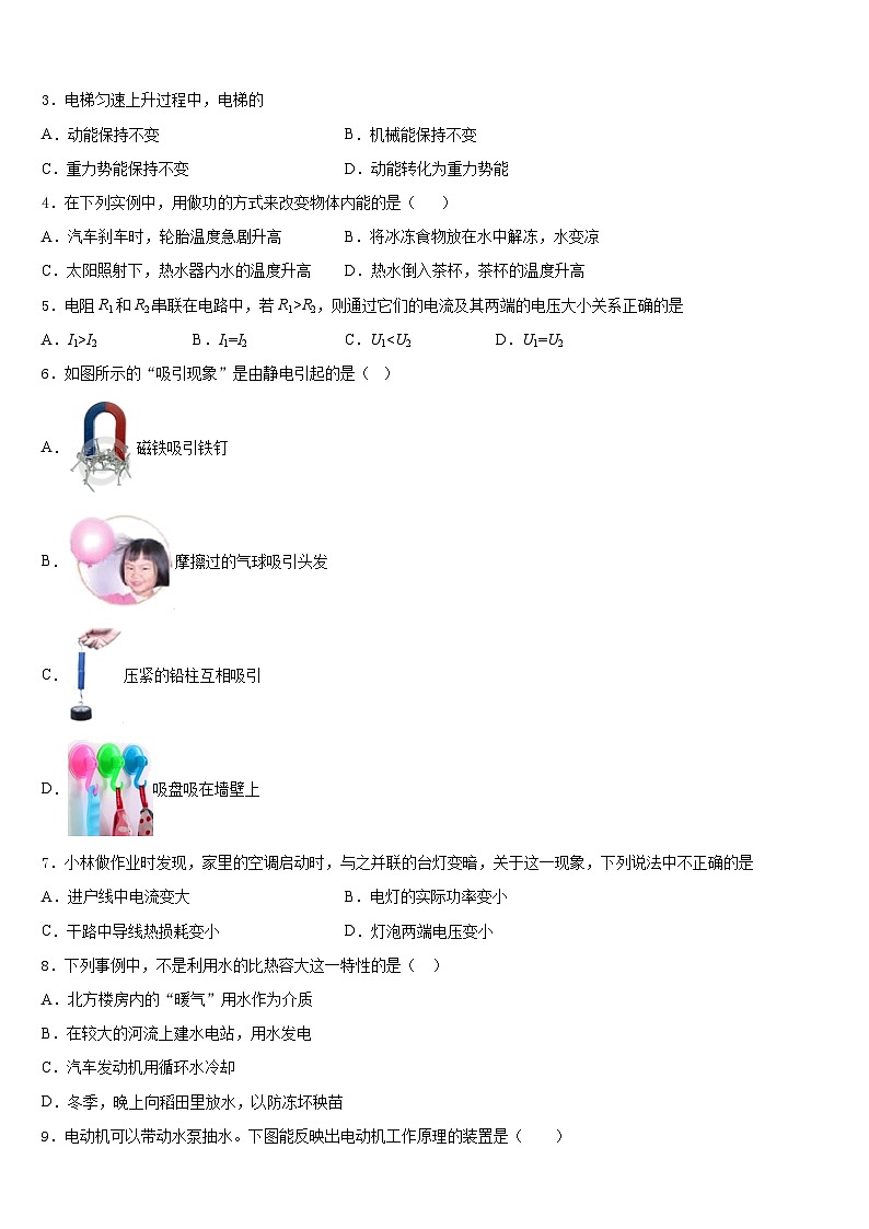 2023-2024学年泰州市重点中学物理九上期末联考试题含答案第2页