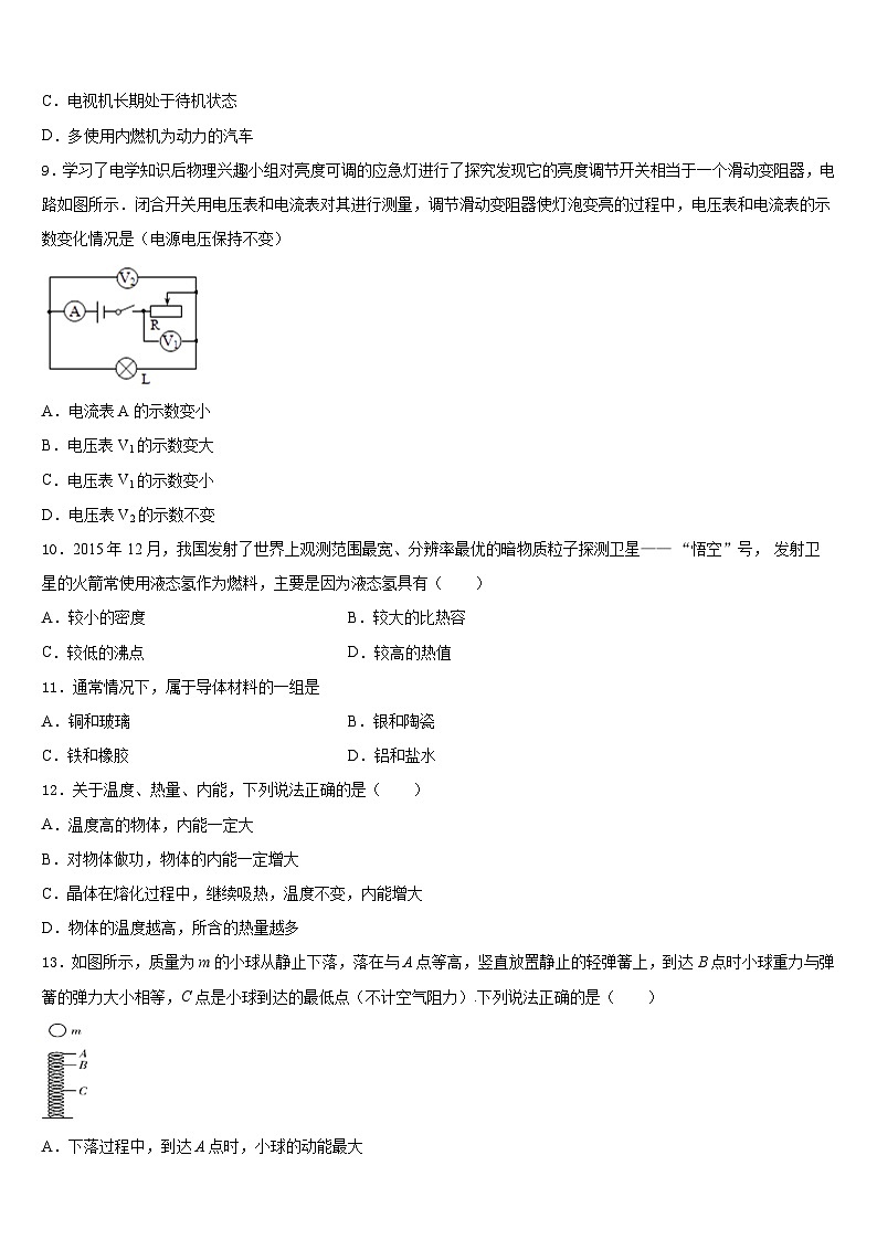 2023-2024学年浙江省嘉兴市南湖区北师大南湖附校物理九上期末达标测试试题含答案第3页