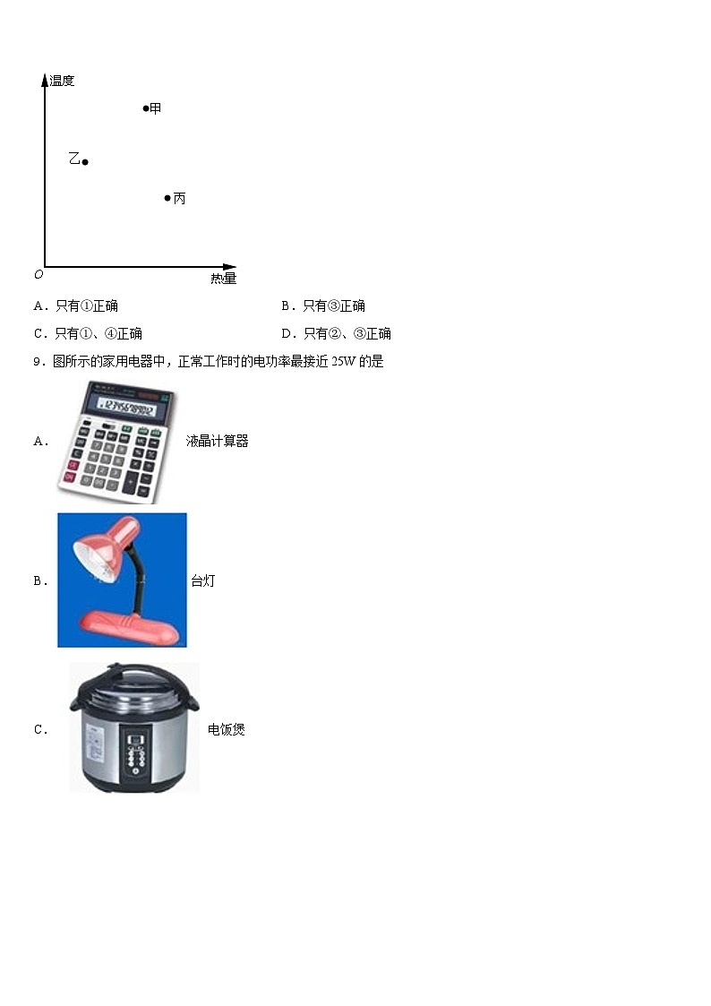 2023-2024学年浙江省台州市温岭市实验学校九上物理期末教学质量检测模拟试题含答案03