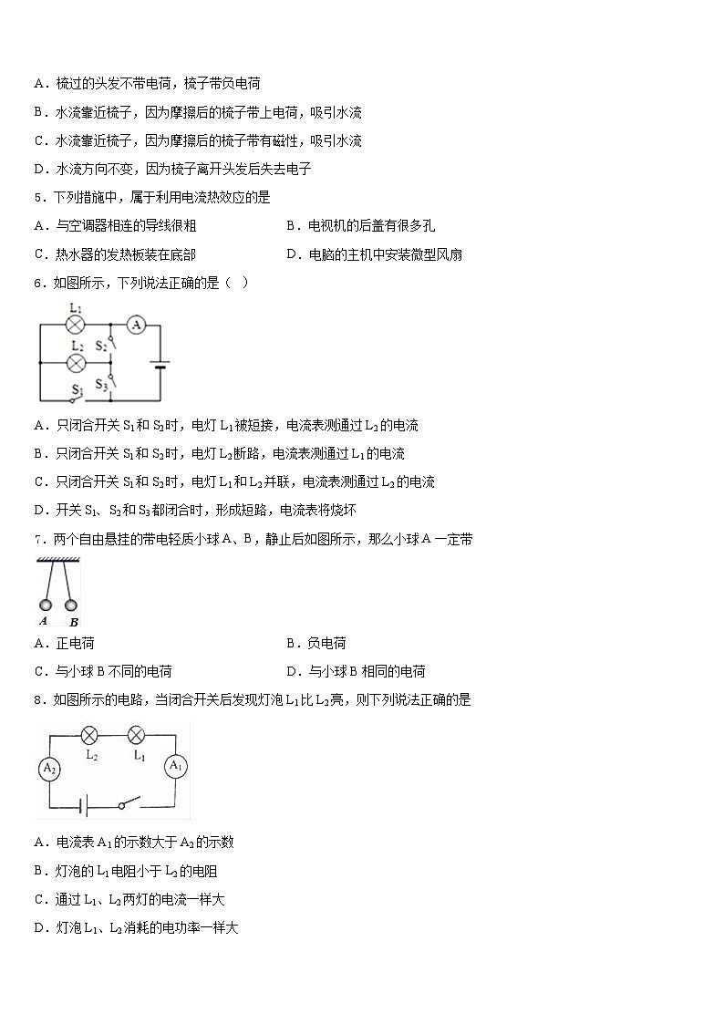 2023-2024学年浙江省丽水市名校物理九上期末质量检测模拟试题含答案02