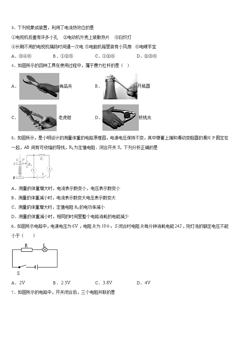2023-2024学年浙江省杭州市朝晖中学九年级物理第一学期期末调研模拟试题含答案第2页
