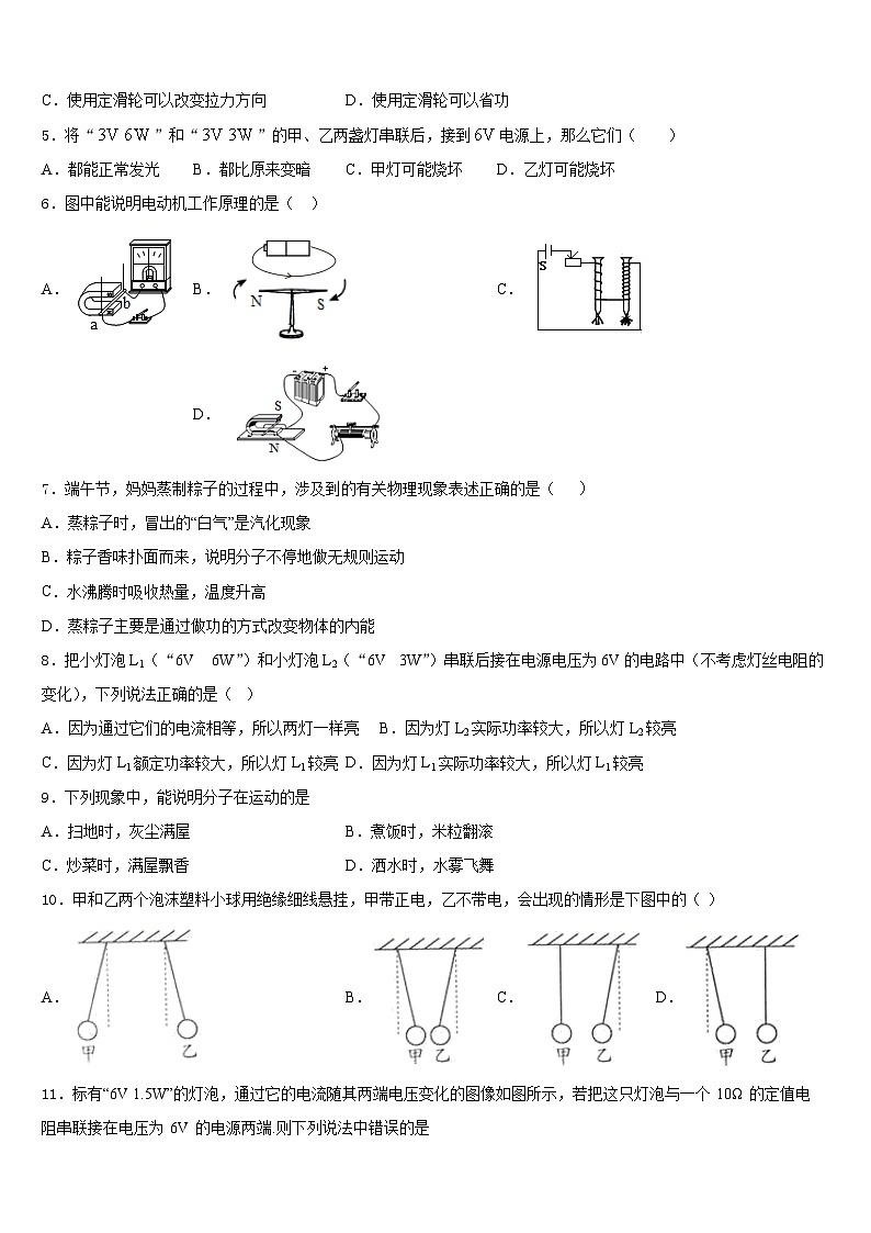 2023-2024学年浙江省杭州市临安区九年级物理第一学期期末经典试题含答案第2页