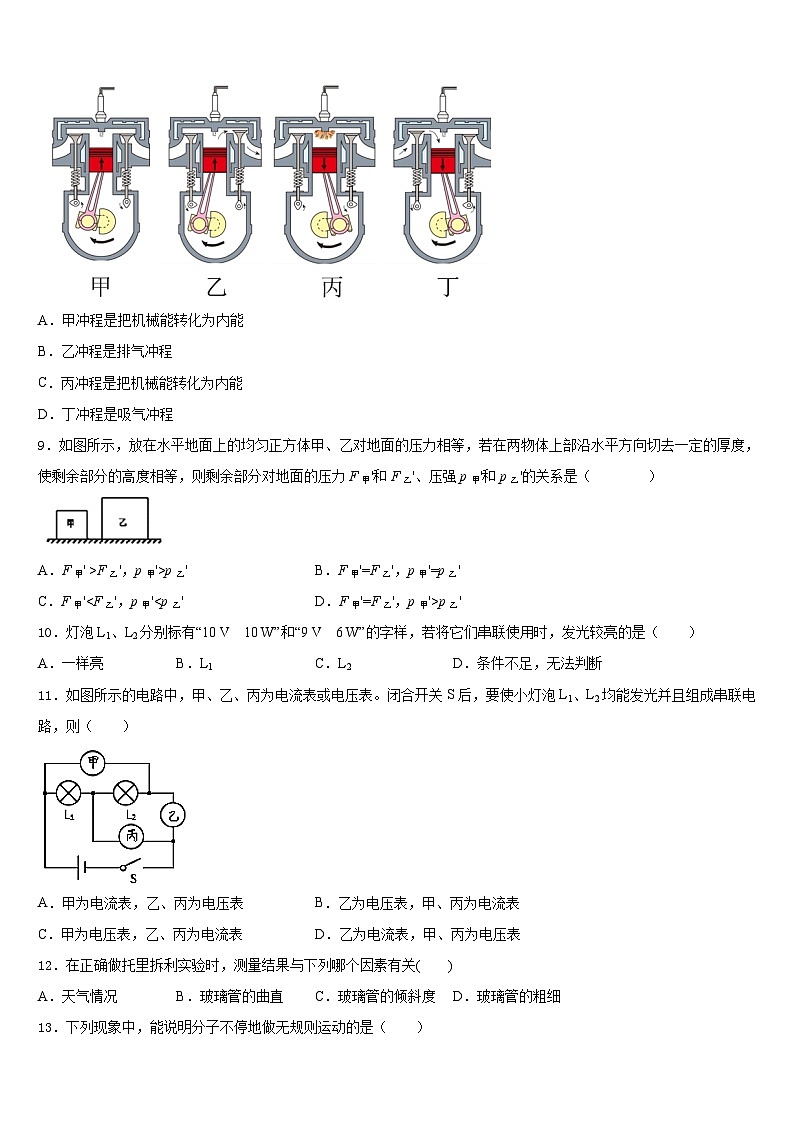 2023-2024学年浙江省嘉兴市秀洲外国语学校物理九年级第一学期期末统考模拟试题含答案第3页