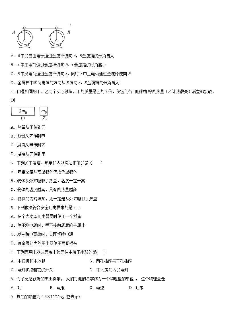 2023-2024学年海南省定安县联考九年级物理第一学期期末监测模拟试题含答案02