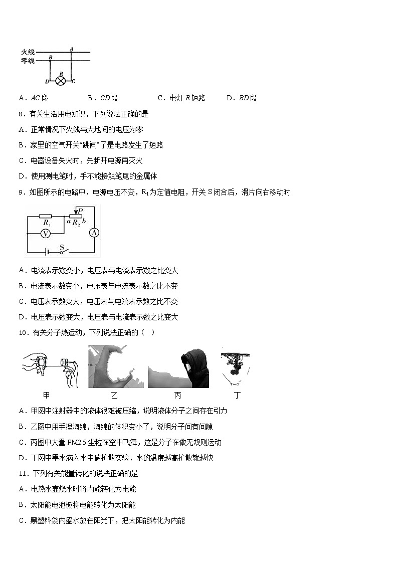 2023-2024学年浙江省金华、丽水市物理九上期末检测模拟试题含答案第3页