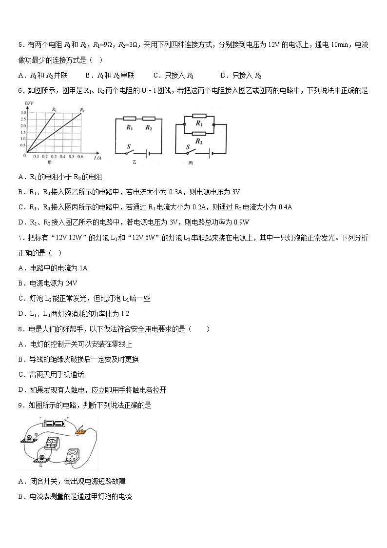 2023-2024学年浙江省绍兴市城东东湖九上物理期末经典试题含答案02