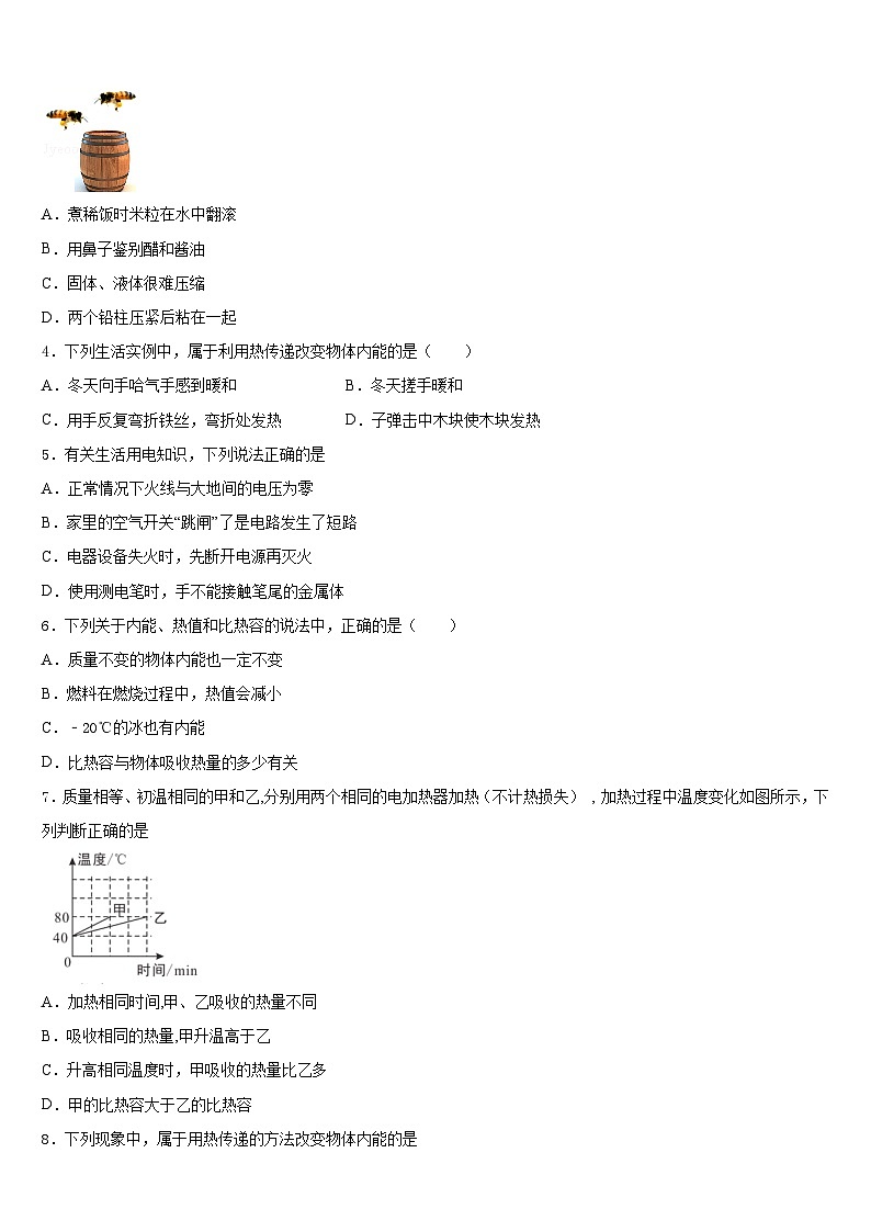 2023-2024学年浙江省玉环市物理九上期末检测试题含答案第2页