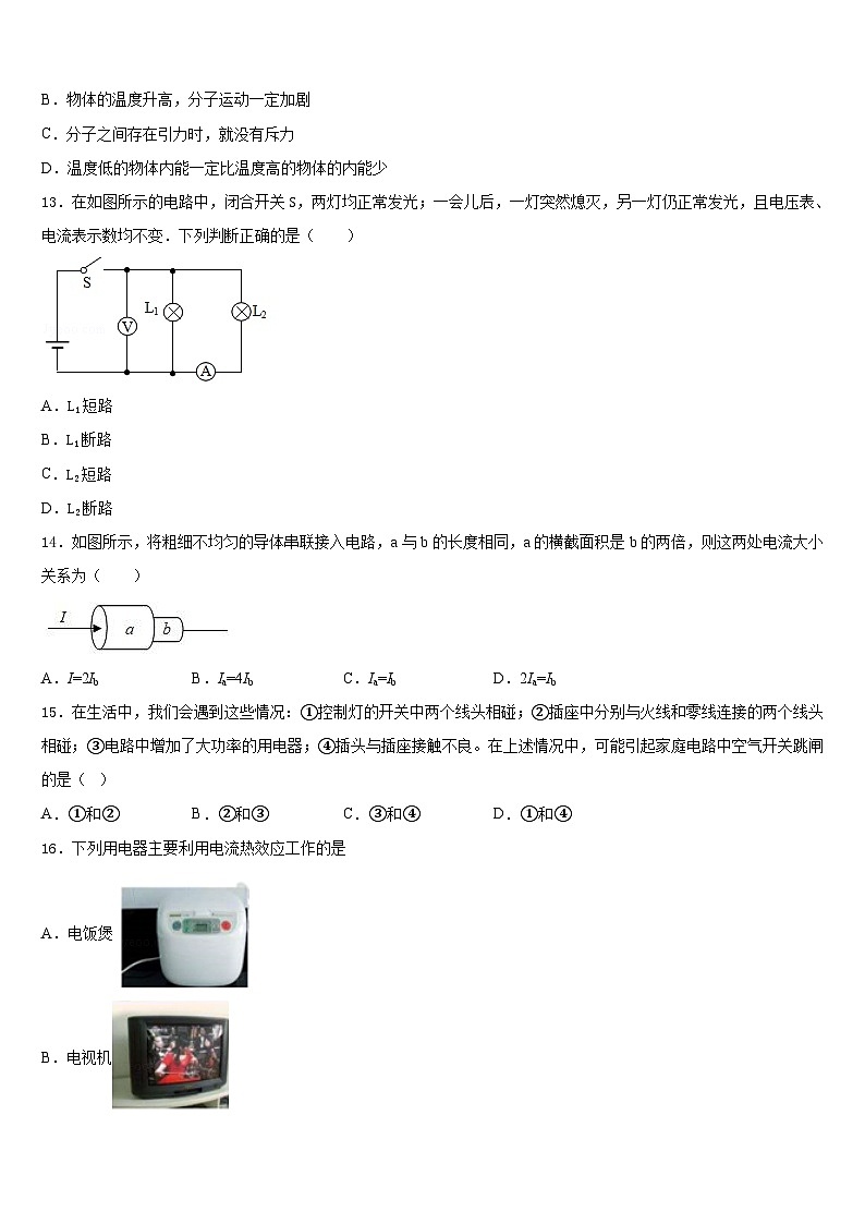 2023-2024学年湖北省恩施州东城中学物理九上期末教学质量检测试题含答案第3页