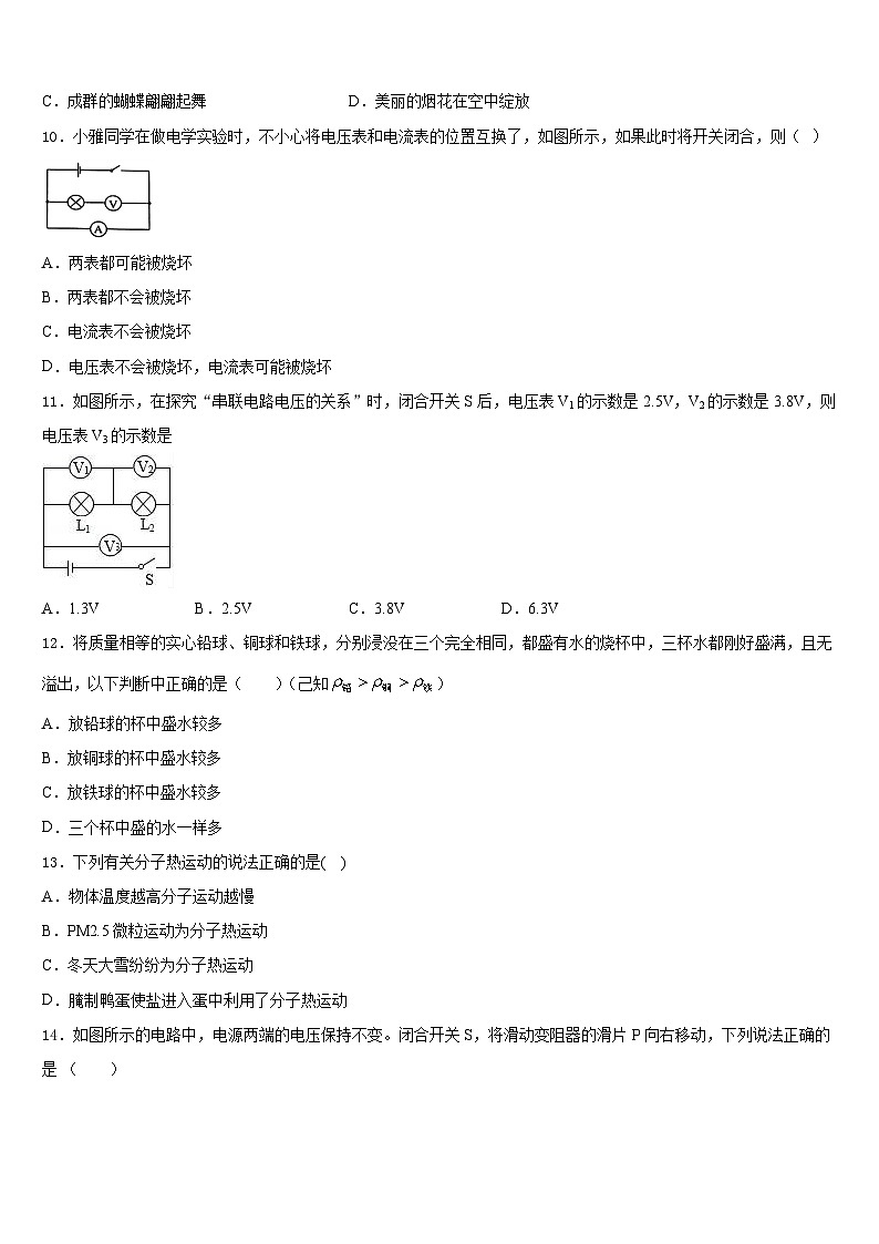 2023-2024学年湖北省咸宁市天城中学九上物理期末质量跟踪监视模拟试题含答案03