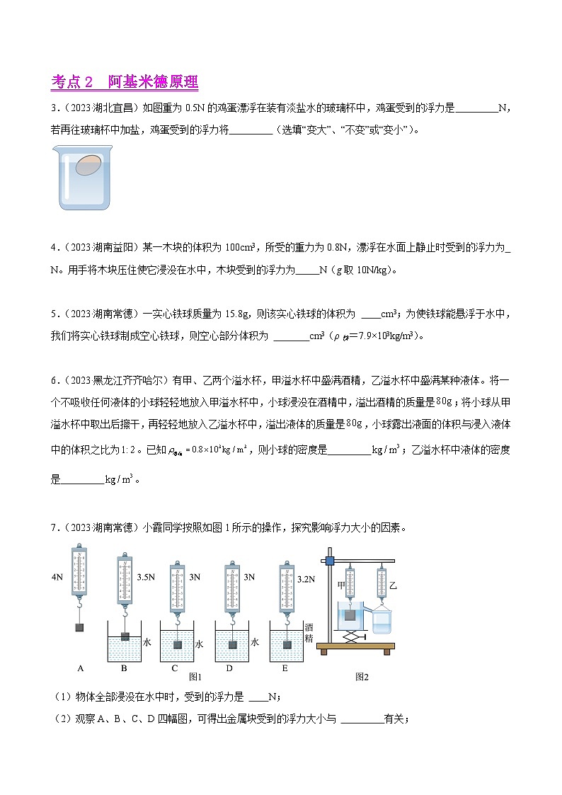 专题09 浮力及其应用-2023年中考物理真题分项汇编（全国通用）（原卷版）第2页
