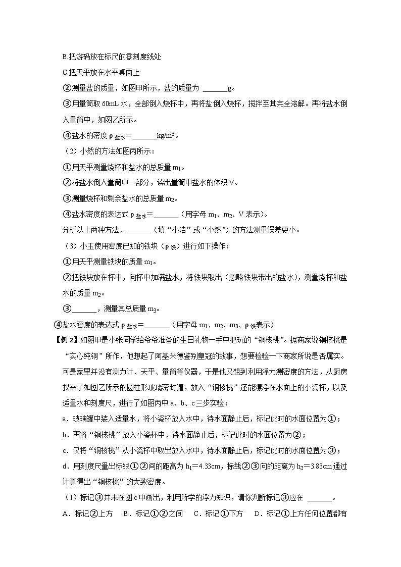中考物理精练13-第七讲 物体密度的测量（原卷版）8第3页