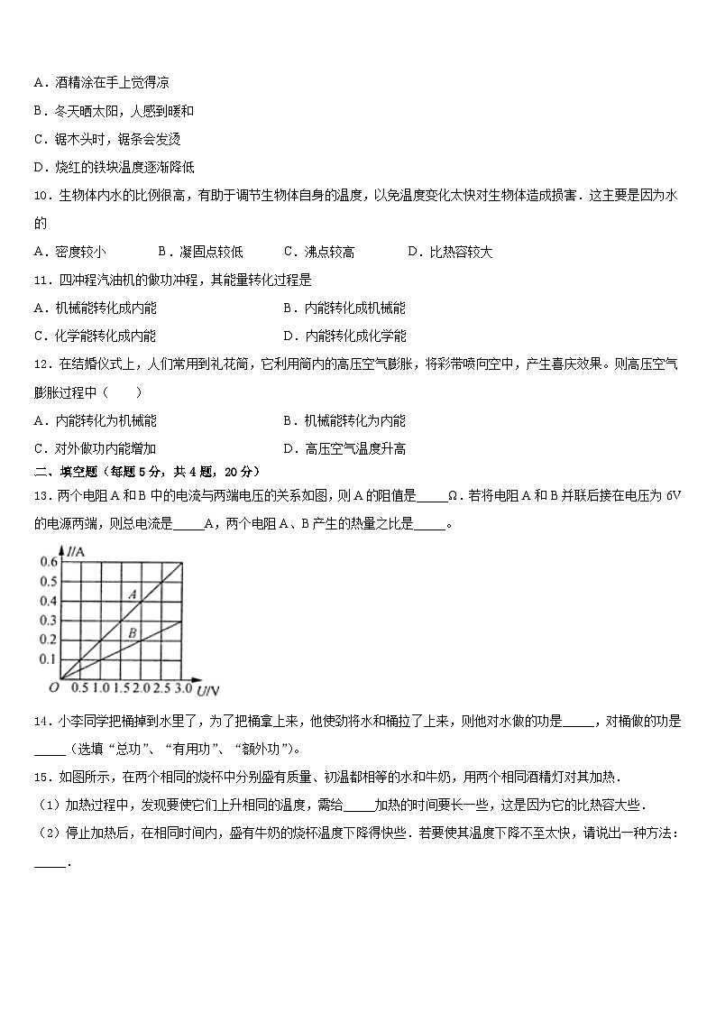 2023-2024学年湖南省衡阳县物理九年级第一学期期末教学质量检测模拟试题含答案03