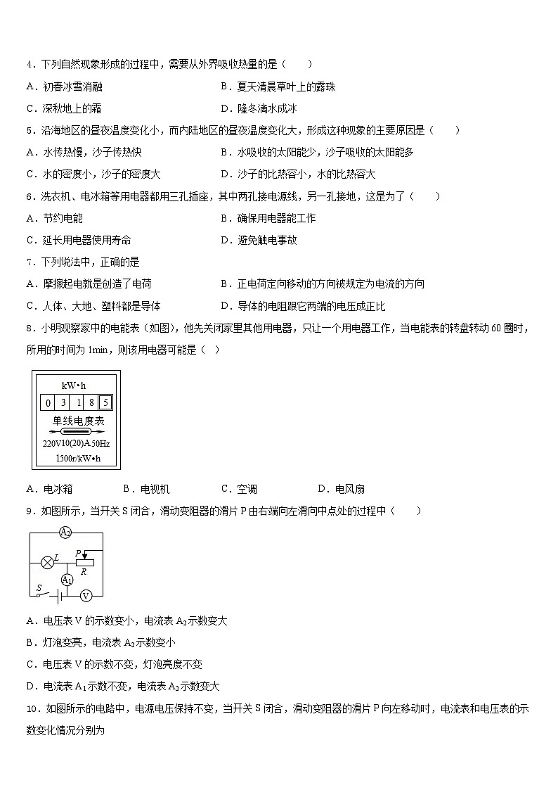 2023-2024学年湖南省邵阳县物理九上期末调研模拟试题含答案第2页