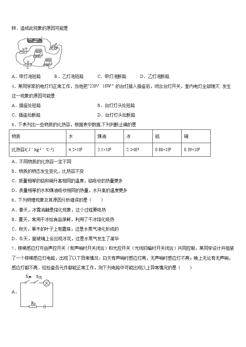 2023-2024学年湖南省长郡教育集团九年级物理第一学期期末调研试题含答案02