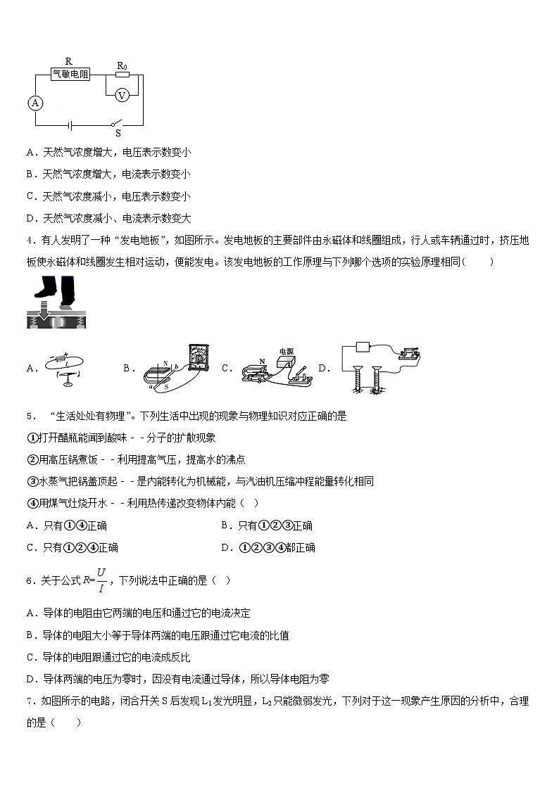 2023-2024学年湖南省长沙市青竹湖湘一外国语学校物理九上期末学业质量监测试题含答案02