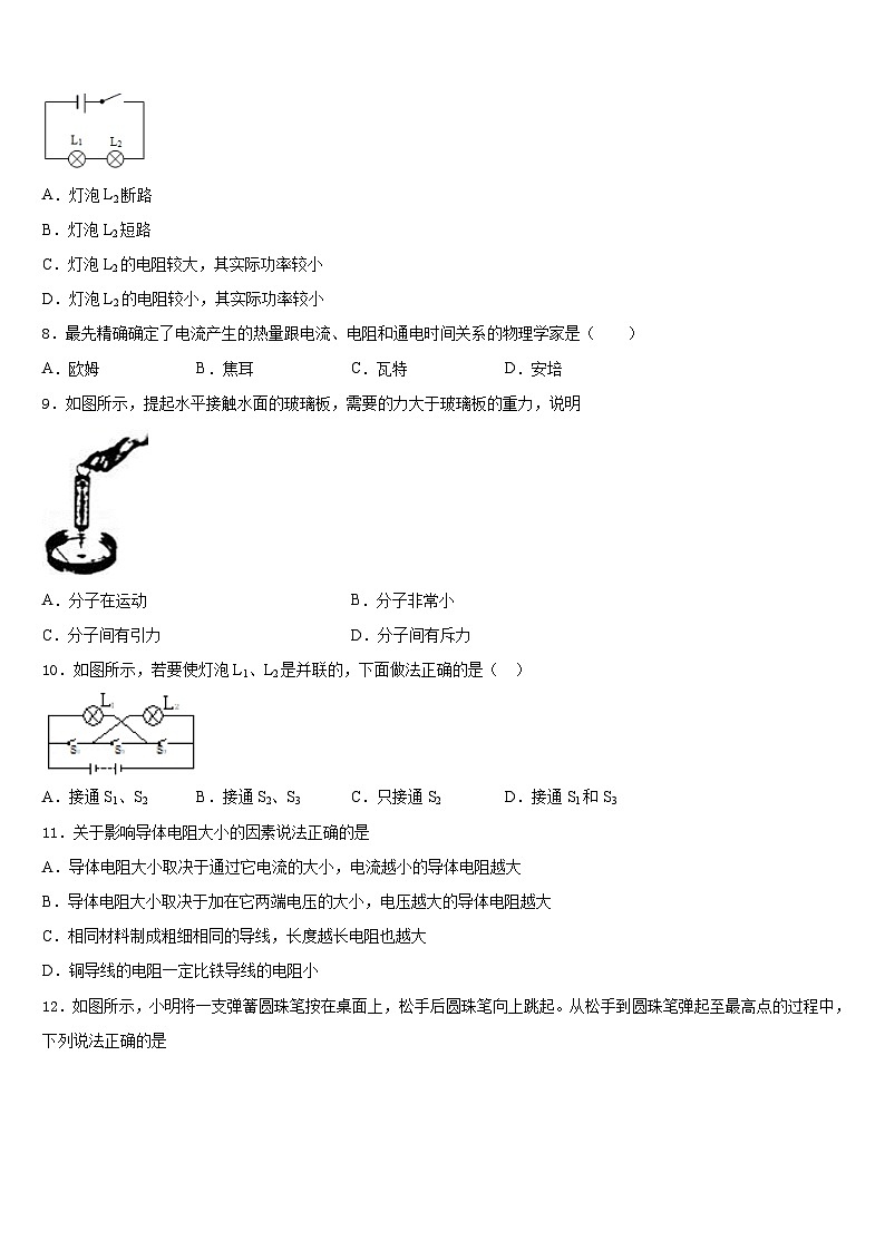 2023-2024学年湖南省长沙市青竹湖湘一外国语学校物理九上期末学业质量监测试题含答案03