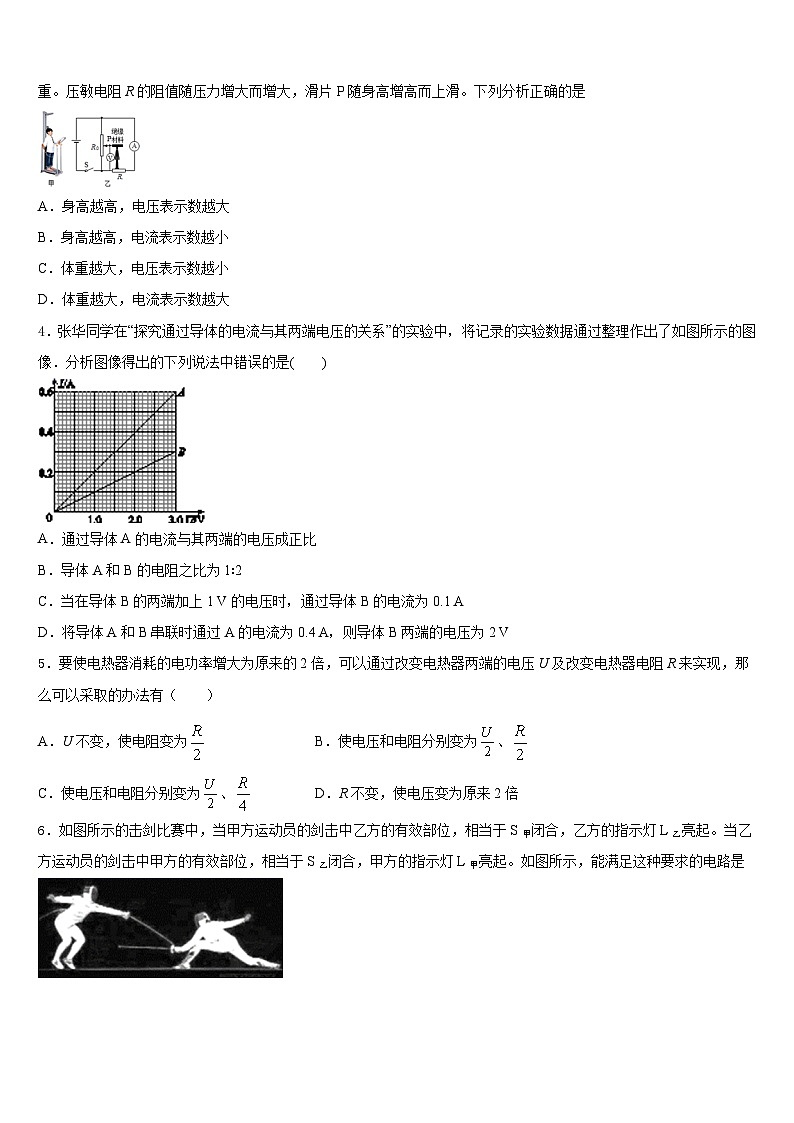 2023-2024学年湘西市重点中学九上物理期末达标检测试题含答案第2页