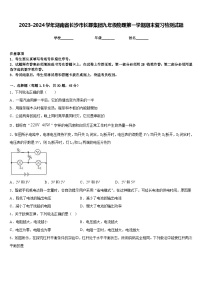 2023-2024学年湖南省长沙市长郡集团九年级物理第一学期期末复习检测试题含答案