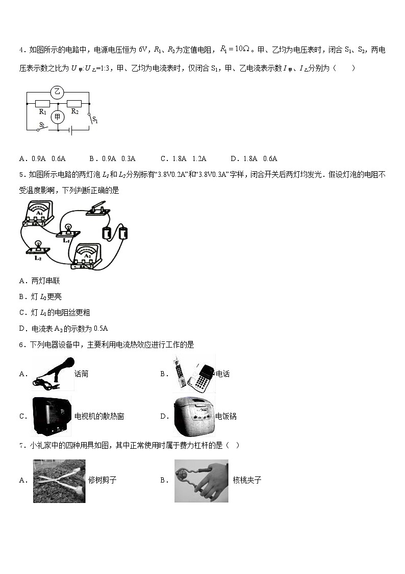 2023-2024学年湖南省长沙市物理九年级第一学期期末教学质量检测试题含答案02