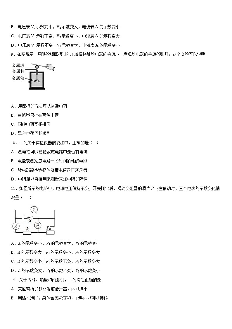 2023-2024学年湖南省长沙市麓山国际实验学校物理九年级第一学期期末质量检测模拟试题含答案03
