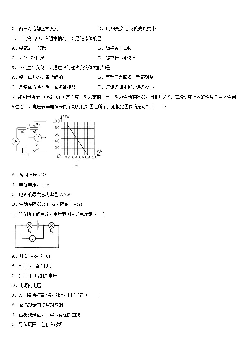 2023-2024学年珠海市重点中学九上物理期末调研试题含答案02