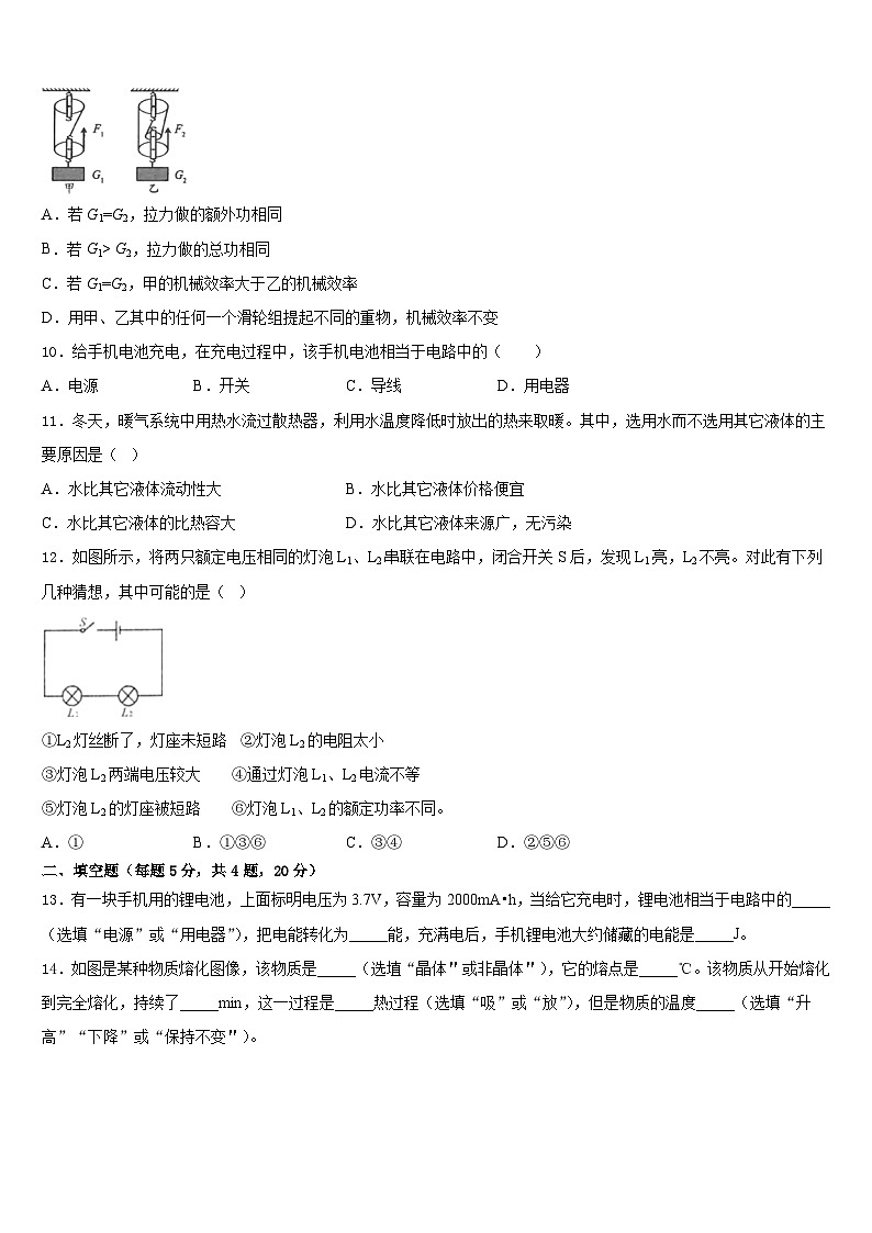 2023-2024学年湖南长沙市芙蓉区第十六中学物理九上期末经典模拟试题含答案03