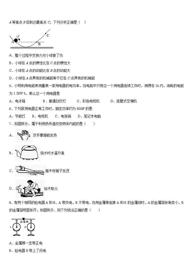2023-2024学年福建永安市九年级物理第一学期期末联考模拟试题含答案第2页