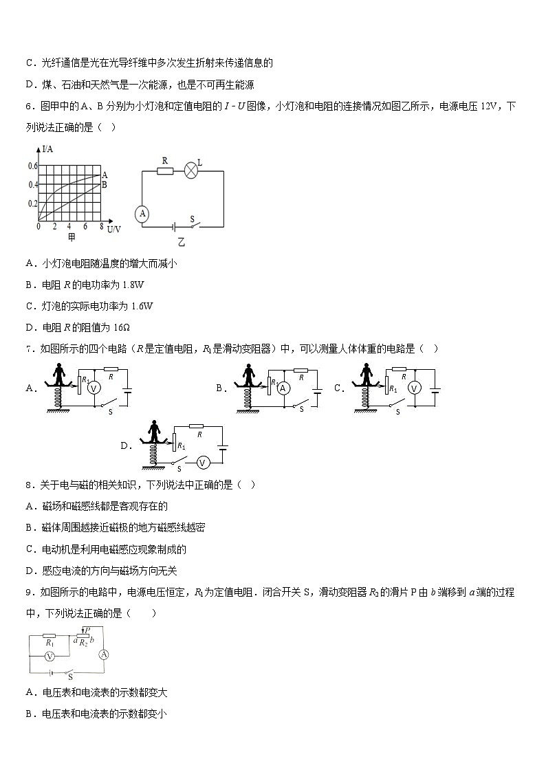 2023-2024学年甘肃省广河县物理九年级第一学期期末达标测试试题含答案第2页