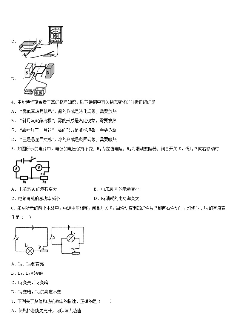 2023-2024学年甘肃省陇南市第五中学物理九年级第一学期期末调研试题含答案02