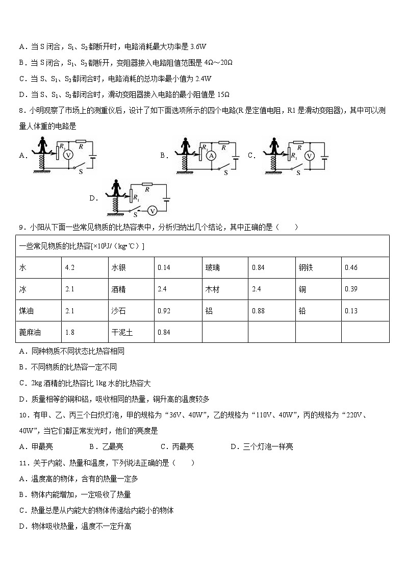 2023-2024学年甘肃省庆阳市宁县九年级物理第一学期期末监测模拟试题含答案03