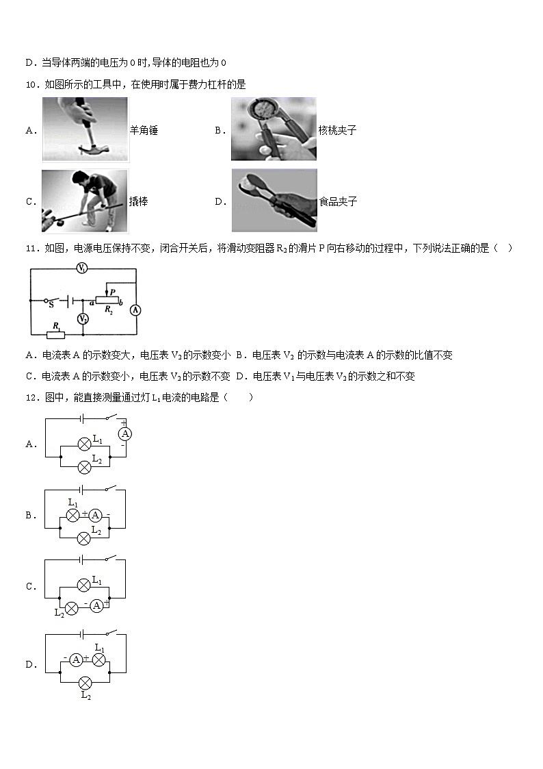 2023-2024学年甘肃省庆阳市镇原县物理九年级第一学期期末质量跟踪监视试题含答案03