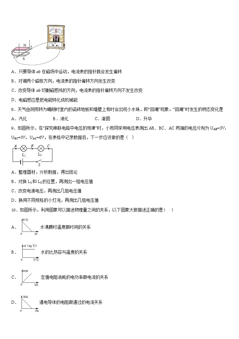 2023-2024学年福建省厦门市思明区莲花中学九年级物理第一学期期末质量跟踪监视模拟试题含答案03