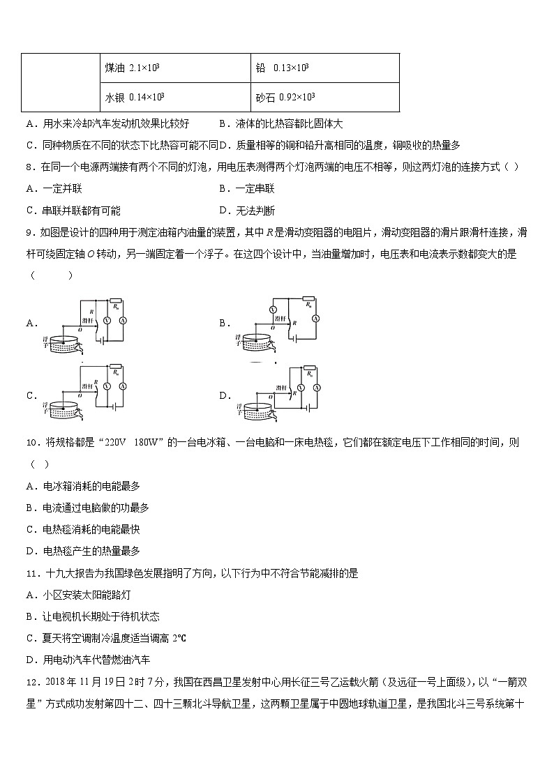 2023-2024学年福建省福州市名校物理九年级第一学期期末联考试题含答案第3页