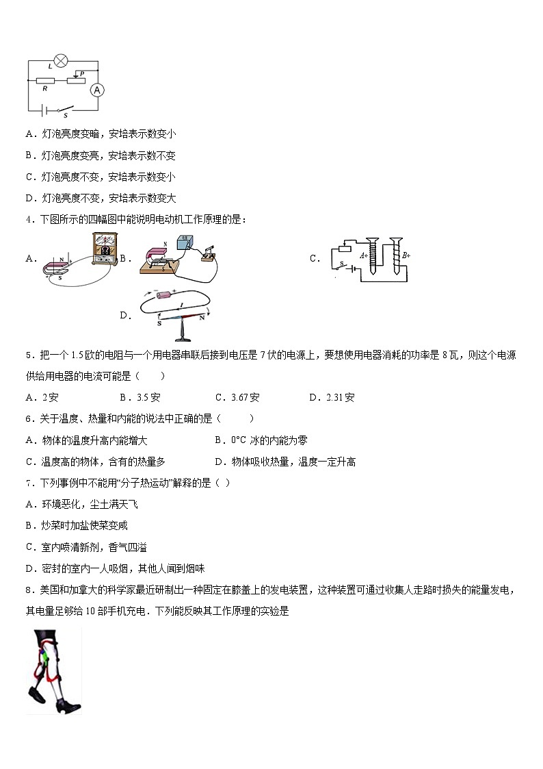 2023-2024学年福建省福州市平潭县物理九年级第一学期期末综合测试试题含答案第2页