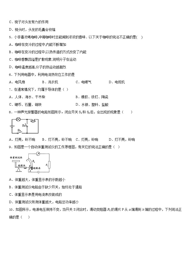 2023-2024学年福建省莆田第二十五中学物理九上期末检测模拟试题含答案02
