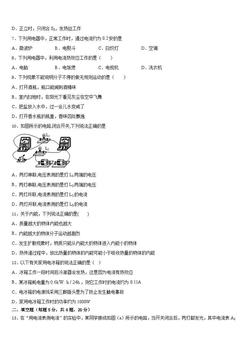 2023-2024学年福建省莆田第二十五中学九上物理期末学业质量监测模拟试题含答案第3页