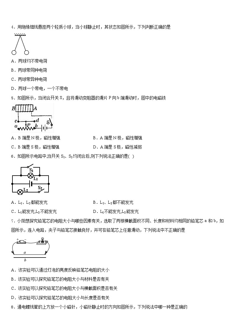 2023-2024学年贵州省黔西南州望谟六中学物理九上期末检测试题含答案02