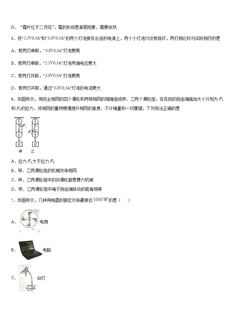 2023-2024学年贵州省清镇市物理九年级第一学期期末质量跟踪监视模拟试题含答案02