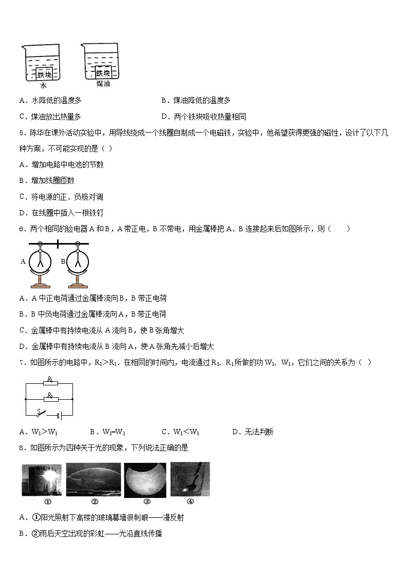 2023-2024学年通化市重点中学九年级物理第一学期期末学业质量监测试题含答案02