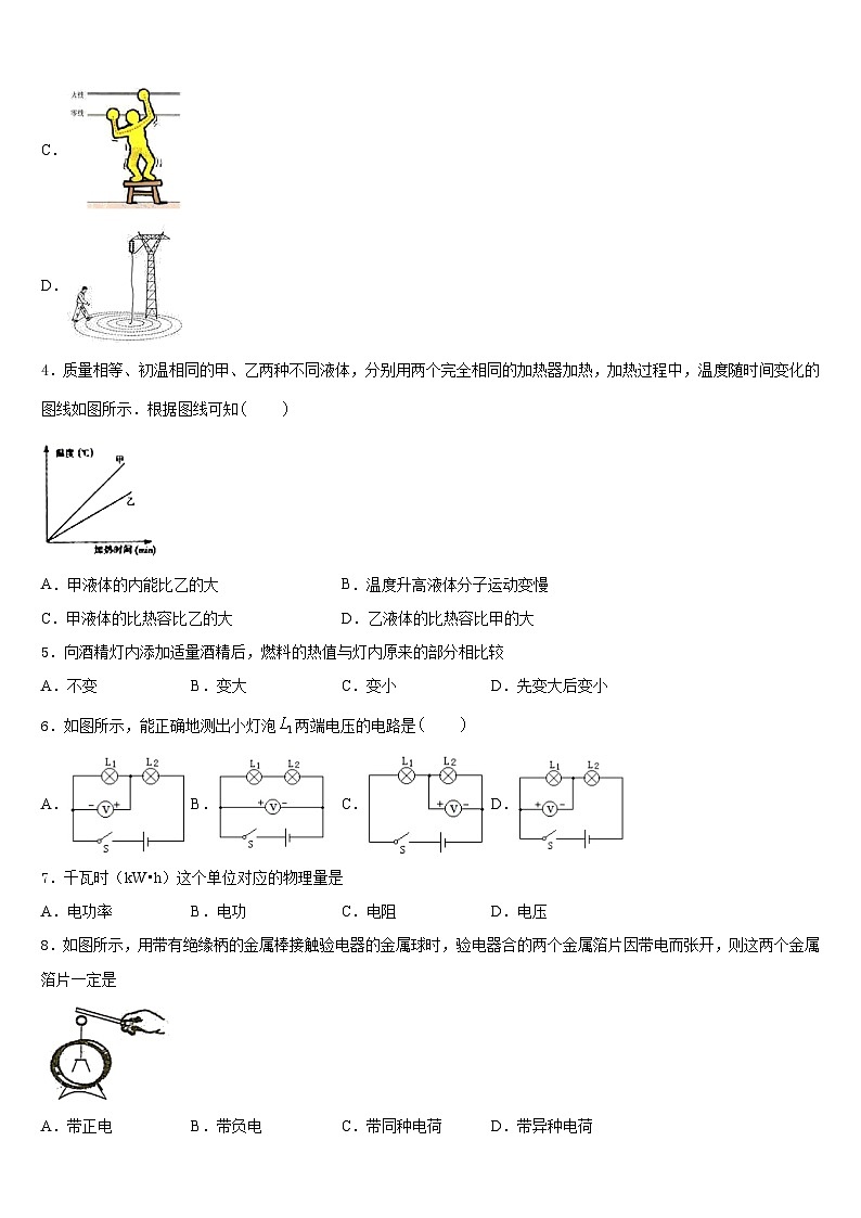2023-2024学年重庆九龙坡区九年级物理第一学期期末统考试题含答案第2页