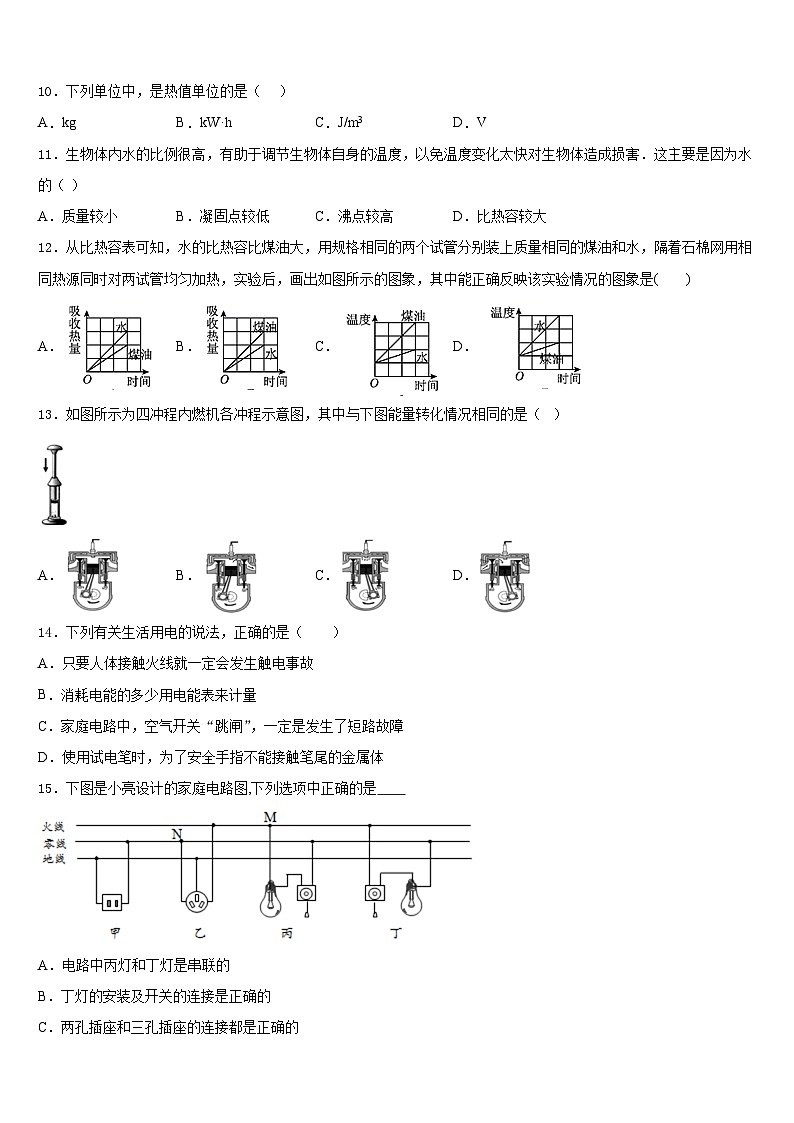 2023-2024学年重庆市巫山县物理九年级第一学期期末调研模拟试题含答案03