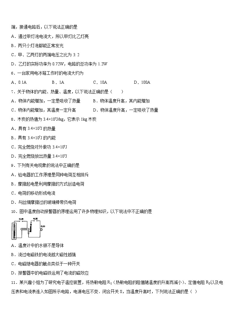 2023-2024学年重庆市开州集团九年级物理第一学期期末联考试题含答案02
