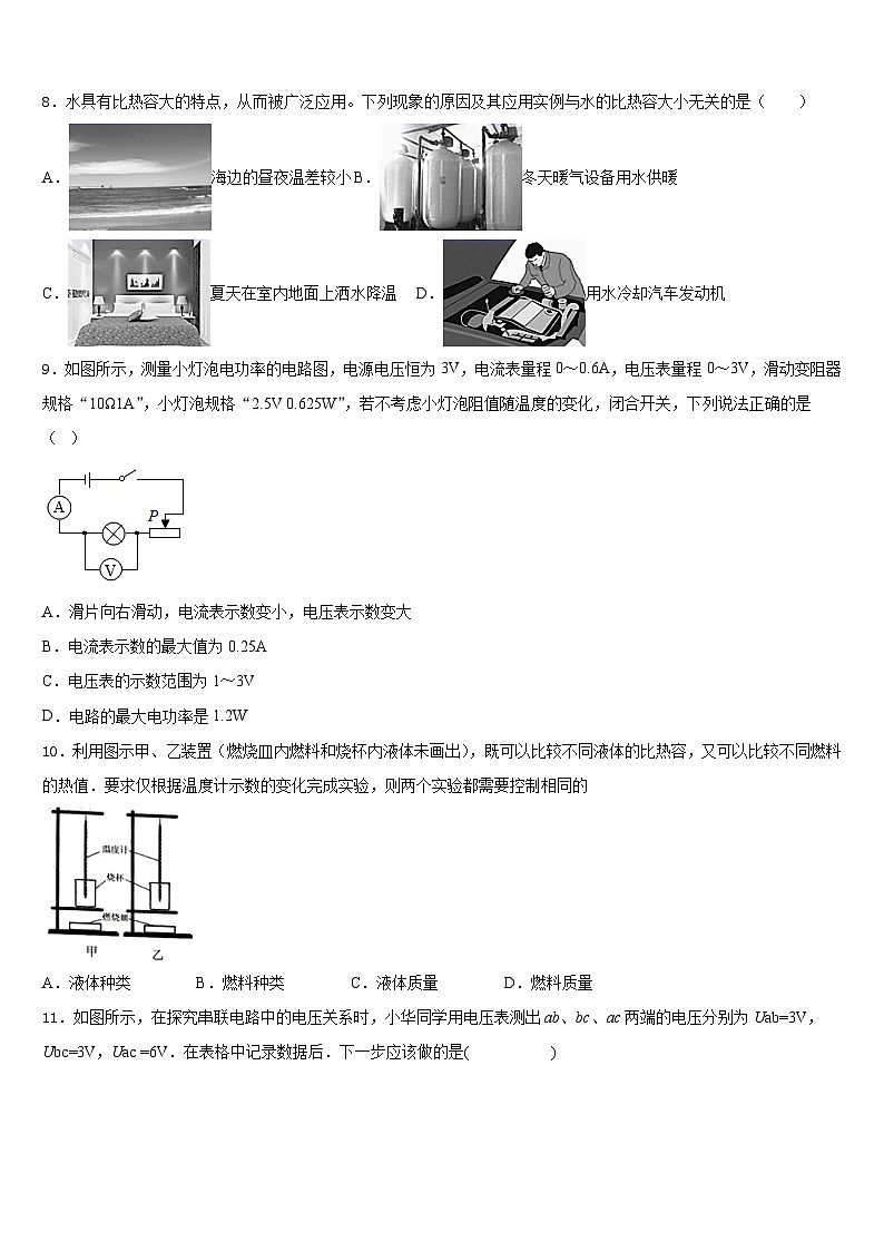 2023-2024学年陕西省汉中学市镇巴县九上物理期末教学质量检测试题含答案03
