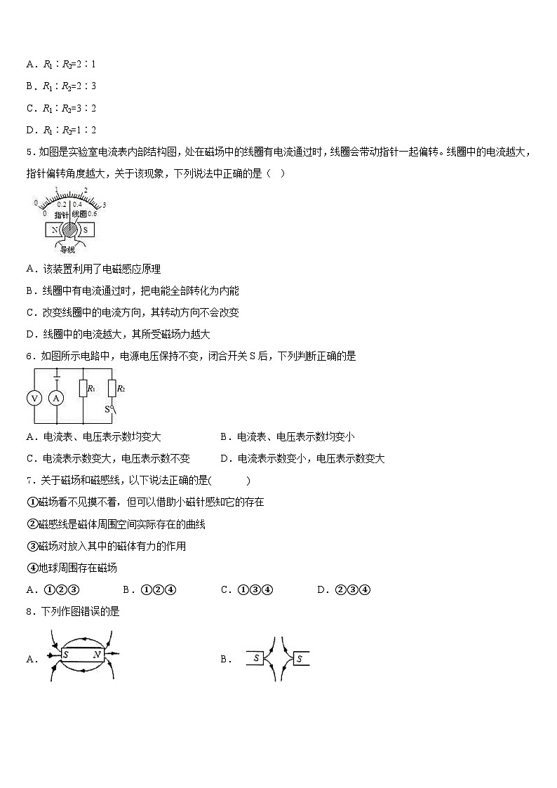 2023-2024学年陕西省西安市交通大附属中学物理九年级第一学期期末复习检测模拟试题含答案02