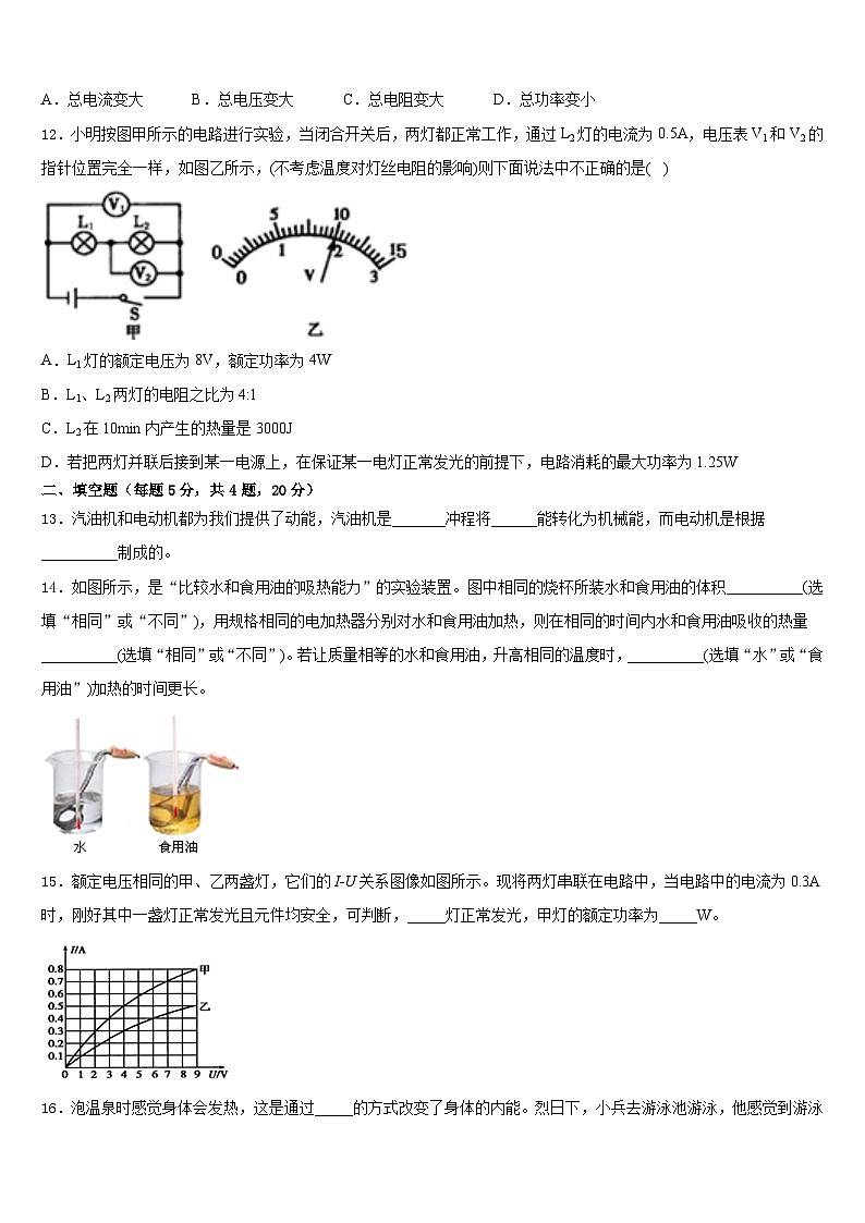 2023-2024学年陕西省咸阳市物理九年级第一学期期末学业质量监测模拟试题含答案03