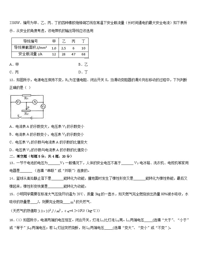 2023-2024学年黑龙江省哈尔滨市宾县物理九年级第一学期期末统考试题含答案第3页