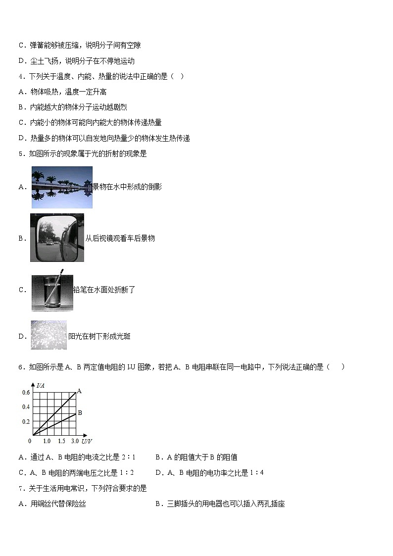 2023-2024学年黑龙江省哈尔滨市第113中学九年级物理第一学期期末监测模拟试题含答案第2页